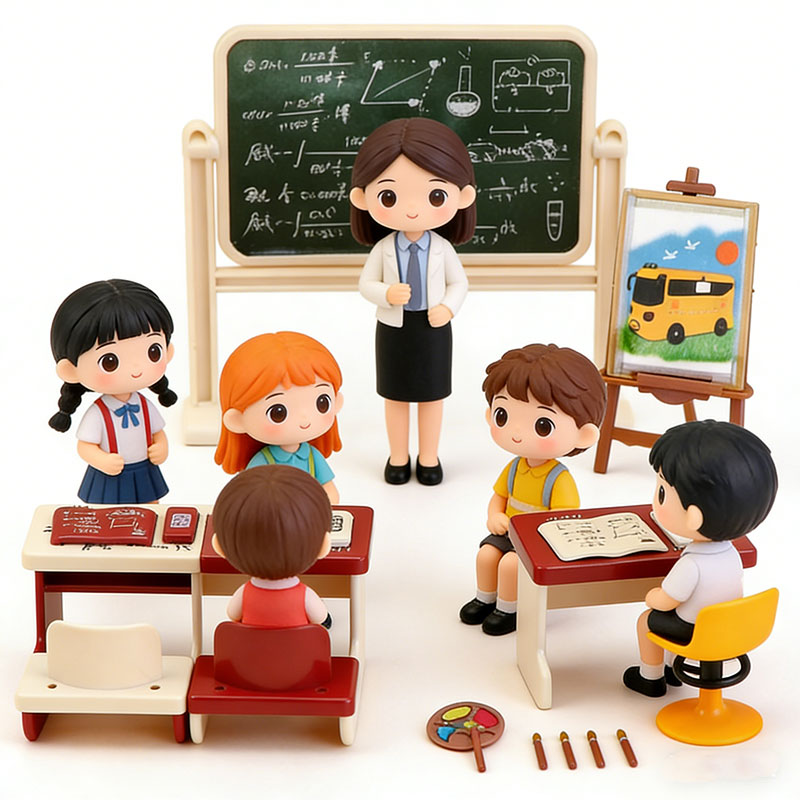 Kids Education Classes - Miniatur-Klassenzimmer-Möbelset Puppenhaus Schreibtisch und Stuhl Spielset