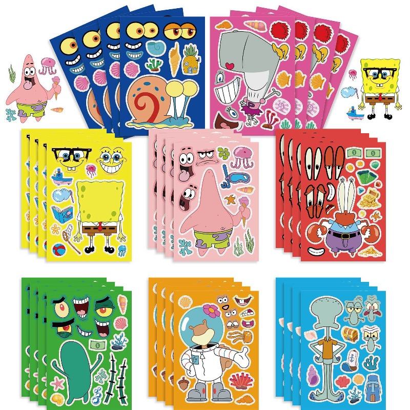 Kids Home Education - SpongeBob Schwammkopf Interaktives Lernpuzzle DIY Montage-Puzzle-Spielzeug