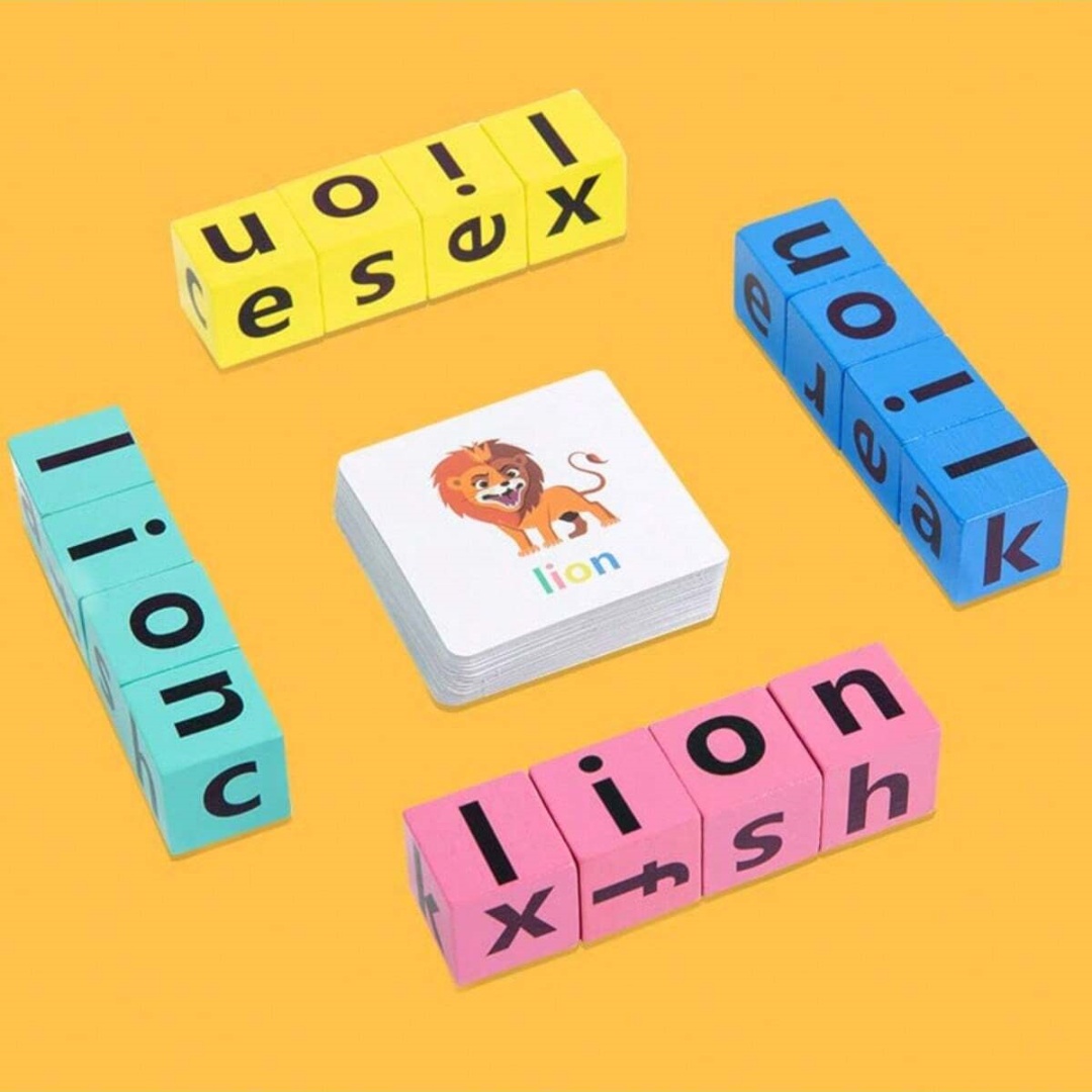 Kids Education Board - Alphabet-Rechtschreibbrettspiel für Kinder, 16 Buchstabenblöcke +