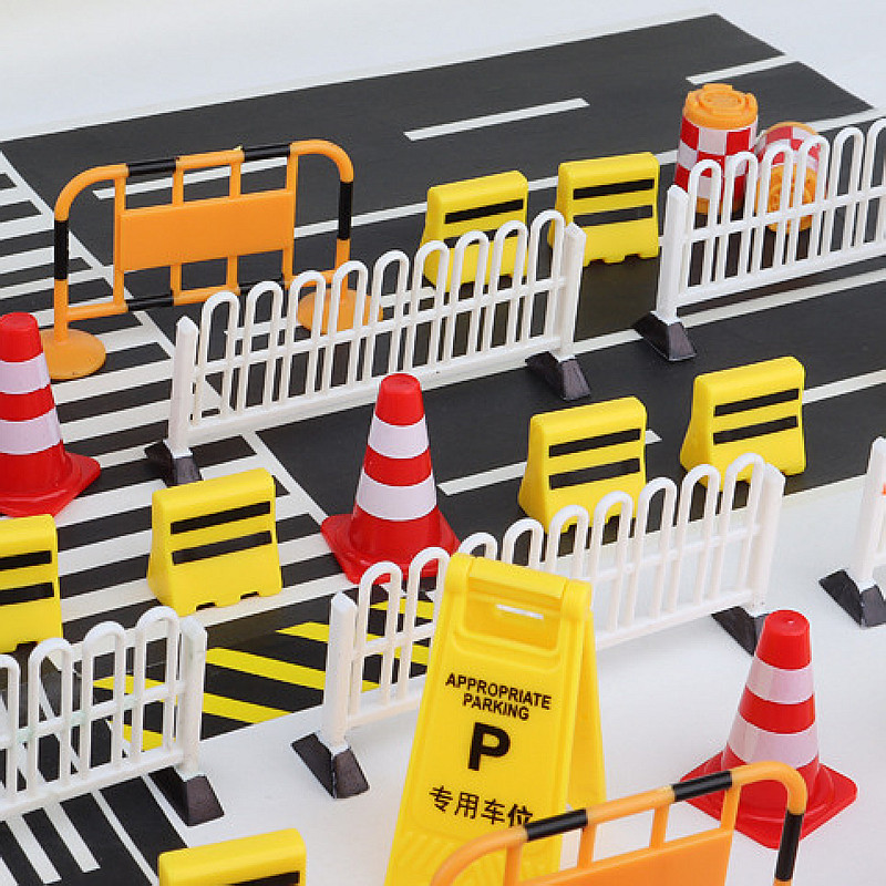 Kids Home Education - Mini-Verkehrsschilder & Straßensperren-Spielset, Simulierte Sicherheitsbarriere-Spielzeuge, Lehrreiches
