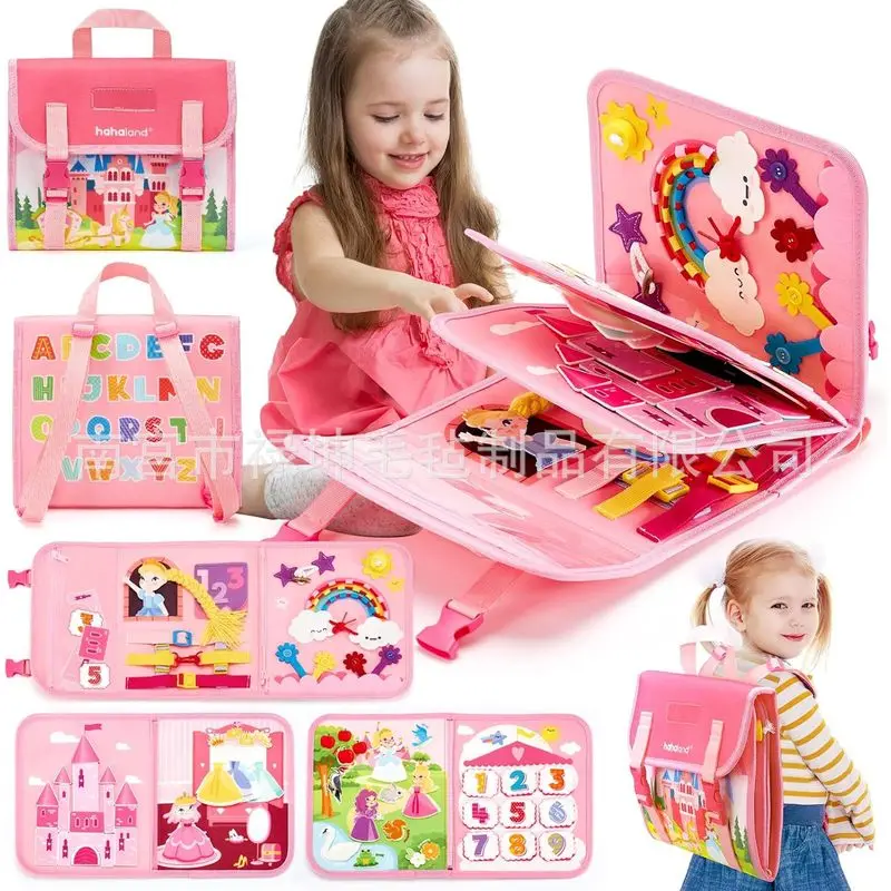 Kids Education Board - Prinzessin Montessori Filz-Busy-Board Kleinkind Lebenskompetenz-Lernspielzeug Frühpädagogisches