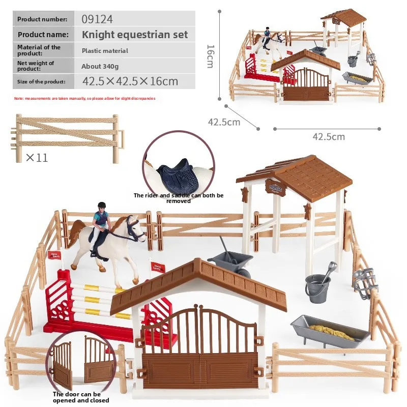 Kids Education Classes - Bauernhof-Stallhaus-Modell Actionfiguren Emuliertes Reiter-Pferd-Tier-Spielset Figurine Niedliches